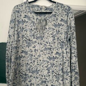 Lucky Brand Floral Print Women's Top - Blue and Gray